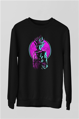 Goku Baskılı Unisex Siyah Sweatshirt