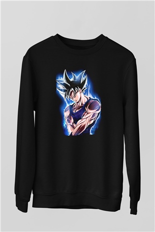 Goku Baskılı Unisex Siyah Sweatshirt