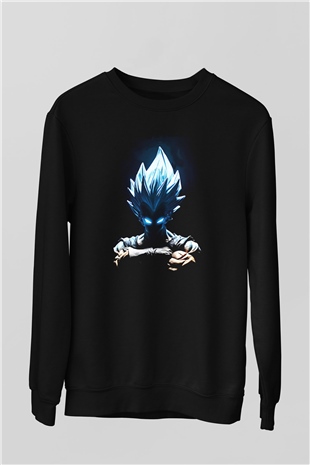 Goku Baskılı Unisex Siyah Sweatshirt