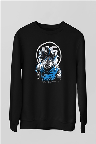 Goku Baskılı Unisex Siyah Sweatshirt