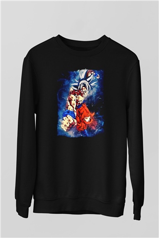 Goku Baskılı Unisex Siyah Sweatshirt