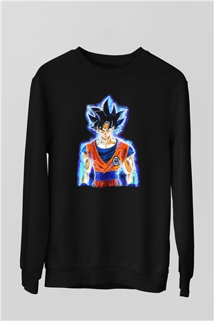 Goku Baskılı Unisex Siyah Sweatshirt