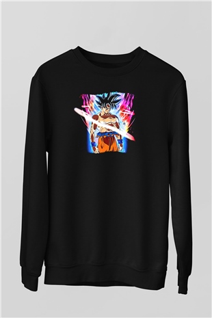 Goku Baskılı Unisex Siyah Sweatshirt