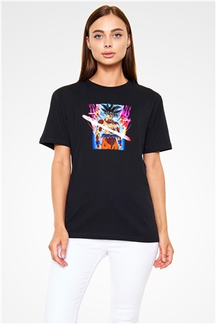 Goku Baskılı Unisex Siyah Tişört - Tshirt