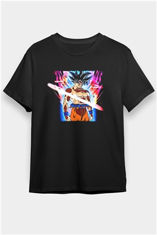 Goku Baskılı Unisex Siyah Tişört - Tshirt
