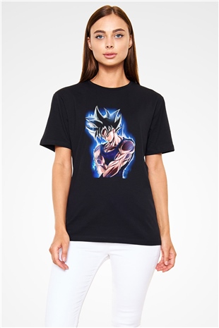 Goku Baskılı Unisex Siyah Tişört - Tshirt