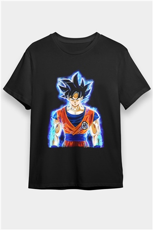 Goku Baskılı Unisex Siyah Tişört - Tshirt