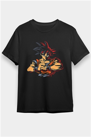 Goku Baskılı Unisex Siyah Tişört - Tshirt