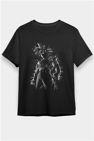 Goku Baskılı Unisex Siyah Tişört - Tshirt