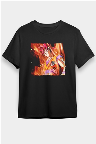 Goku Baskılı Unisex Siyah Tişört - Tshirt