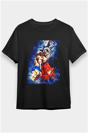 Goku Baskılı Unisex Siyah Tişört - Tshirt
