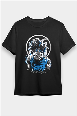 Goku Baskılı Unisex Siyah Tişört - Tshirt