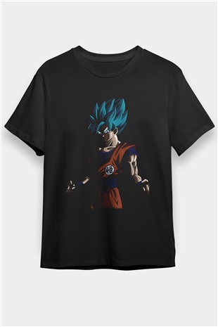 Goku Baskılı Unisex Siyah Tişört - Tshirt