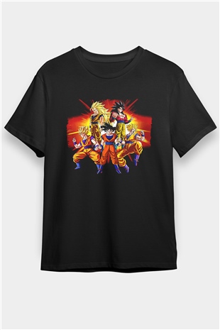Goku Baskılı Unisex Siyah Tişört - Tshirt
