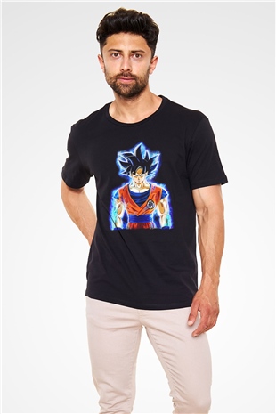 Goku Baskılı Unisex Siyah Tişört - Tshirt