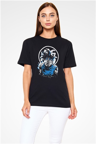 Goku Baskılı Unisex Siyah Tişört - Tshirt