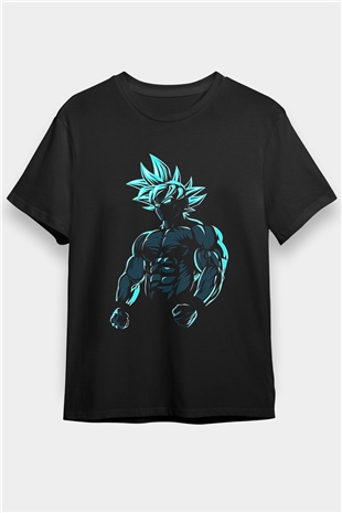 Goku Baskılı Unisex Siyah Tişört - Tshirt