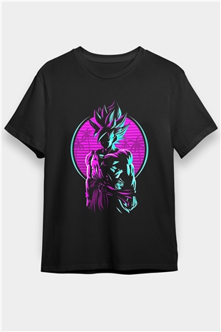 Goku Baskılı Unisex Siyah Tişört - Tshirt