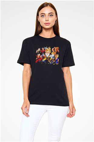 Goku Baskılı Unisex Siyah Tişört - Tshirt