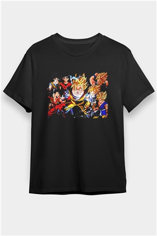 Goku Baskılı Unisex Siyah Tişört - Tshirt