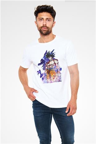 Goku Unisex Baskılı Beyaz Tişört - Tshirt