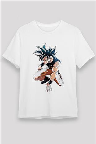 Goku Unisex Baskılı Beyaz Tişört - Tshirt