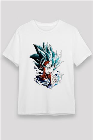 Goku Unisex Baskılı Beyaz Tişört - Tshirt