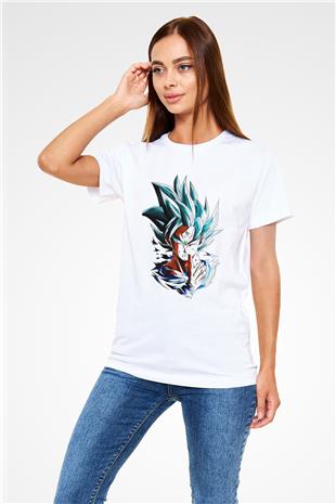 Goku Unisex Baskılı Beyaz Tişört - Tshirt