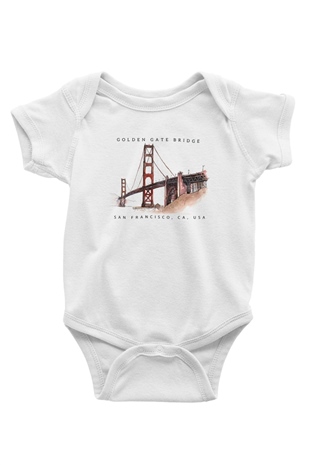 Golden Gate Bridge Beyaz Bebek Body - Zıbın