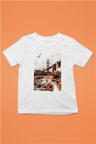 Golden Gate Bridge Beyaz Unisex Çocuk Tişört