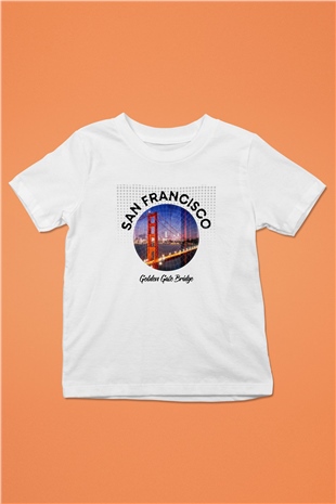 Golden Gate Bridge Beyaz Unisex Çocuk Tişört
