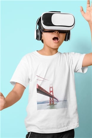 Golden Gate Bridge Beyaz Unisex Çocuk Tişört