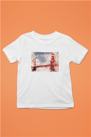 Golden Gate Bridge Beyaz Unisex Çocuk Tişört