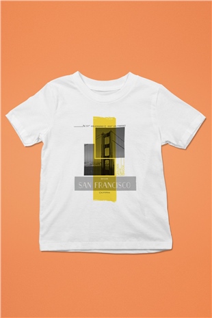 Golden Gate Bridge Beyaz Unisex Çocuk Tişört