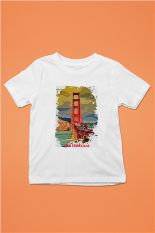 Golden Gate Bridge Beyaz Unisex Çocuk Tişört