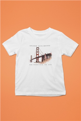 Golden Gate Bridge Beyaz Unisex Çocuk Tişört