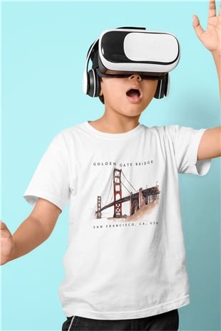 Golden Gate Bridge Beyaz Unisex Çocuk Tişört