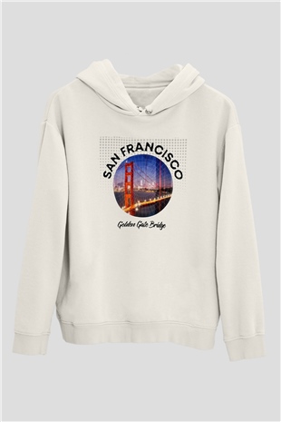Golden Gate Bridge Beyaz Unisex Hoodie
