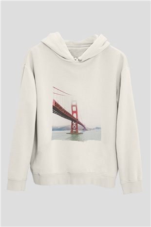 Golden Gate Bridge Beyaz Unisex Hoodie