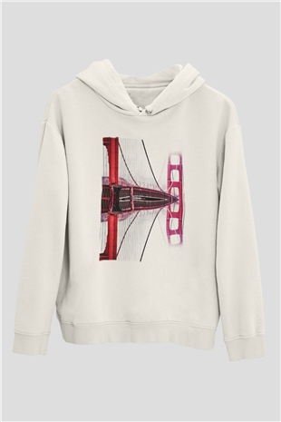 Golden Gate Bridge Beyaz Unisex Hoodie