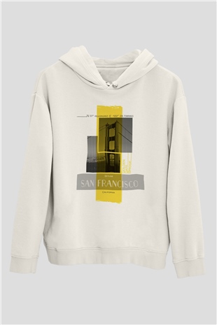 Golden Gate Bridge Beyaz Unisex Hoodie