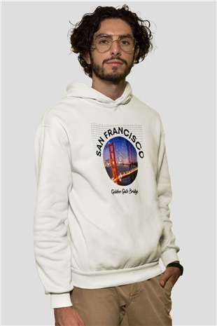 Golden Gate Bridge Beyaz Unisex Hoodie