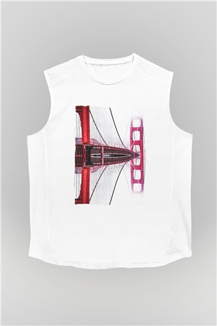 Golden Gate Bridge Beyaz Unisex Kolsuz Tişört