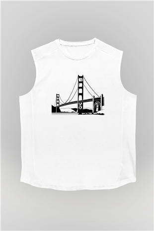 Golden Gate Bridge Beyaz Unisex Kolsuz Tişört