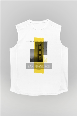 Golden Gate Bridge Beyaz Unisex Kolsuz Tişört