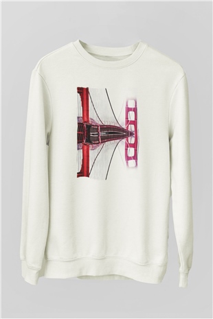 Golden Gate Bridge Beyaz Unisex Sweatshirt