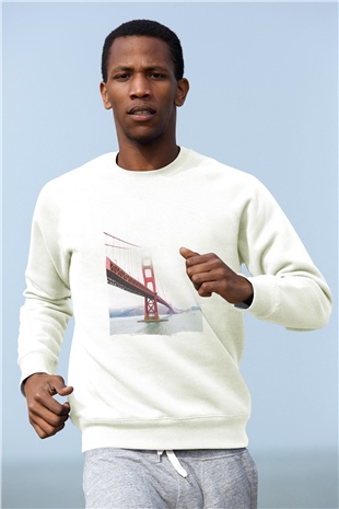 Golden Gate Bridge Beyaz Unisex Sweatshirt