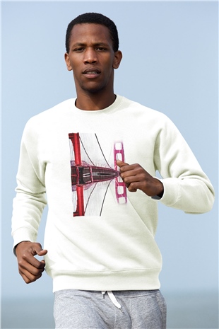 Golden Gate Bridge Beyaz Unisex Sweatshirt