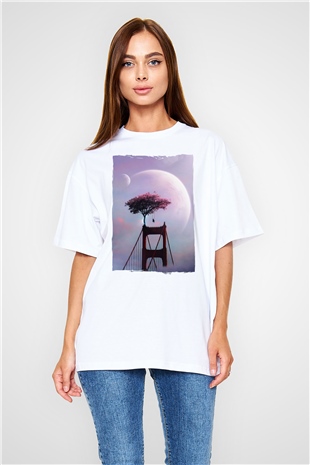 Golden Gate Bridge Beyaz Oversize Tişört Oversize T-shirt - TişörtFabrikası