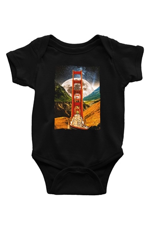 Golden Gate Bridge Siyah Bebek Body - Zıbın